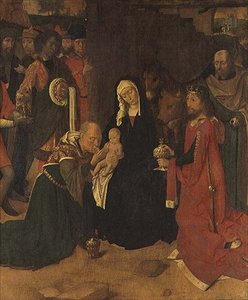 Magi'ye Tapınma, c.1490 (tuval üzerine yağlı boya) by Gerard David