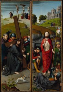 İsa, Çarmıha Gerilme ile, Diriliş, Hacılar ile..., ca. 1510. by Gerard David