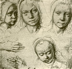 Bir Genç Kızın Dört Başı ve İki El, c1500-1505, 1908. by Gerard David