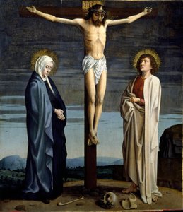Çarmıha germe. Haç üzerinde “”INRI”” (I.N.R.I.) yazısı. Gerard David