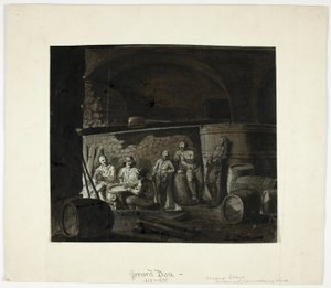 Adamlar İskambil ile Şarap Mahzeni by Gerrit Dou