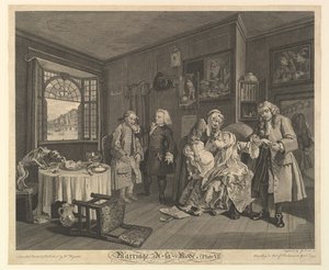 Evlilik A-la-Modu, Levha VI, 1 Nisan 1745. by Gerard Jean Baptiste Scotin