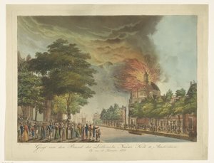 Amsterdam'daki Singel'deki Yeni Lüteriyen Kilisesi'nde Yangın, 18 Eylül 1822 Amsterdam'daki Yeni Lüteriyen Kilisesi Markasının Görünümü (nesne üzerindeki başlık) by Gerard Overman