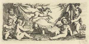 Putti Pegasus ile müzik yapıyor by Gerard de Lairesse