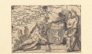 Brabant arması ile bir skeç için tasarım by Gerard de Lairesse