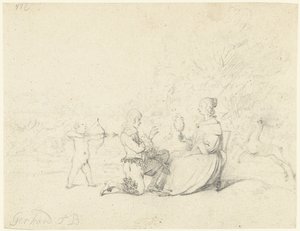 Bir bayanın önünde diz çöken beyefendi by Gerard ter Borch (II)
