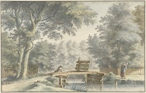 Bir fenerin üzerinde durduğu bir köprü ile manzara by Gerard van Rossum