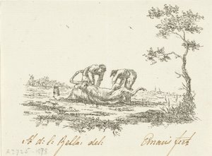 İki at derisi yüzücü dericiler by Gerardus Emaus de Micault (signed by artist)