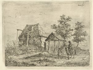 çiftlikte süvari Atlı Topçu ve Çiftçi by Gerardus Emaus de Micault