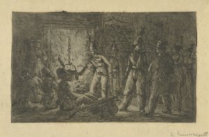 Ateşin yanındaki askerler by Gerardus Emaus de Micault