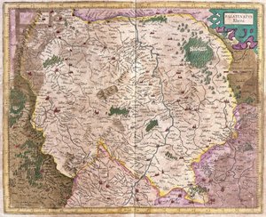 Bavyera bölgesi ve Tuna Nehri, Almanya (gravür by Gerardus Mercator
