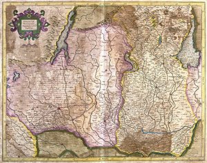 Brescia ve Milan, İtalya (gravür by Gerardus Mercator