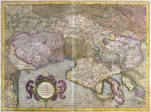 Friuli, İtalya - Slovenya (Istria) ile Trieste Körfezi ve Balkanlar (gravür by Gerardus Mercator