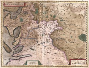 Saintonge, La Rochelle ve Ile Oleron, Fransa ile (gravür by Gerardus Mercator