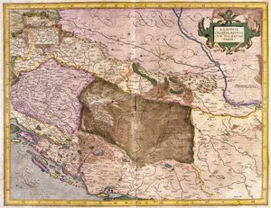 Sclavonia, Hırvatistan, Bosna ve Dalmaçya (gravür by Gerardus Mercator