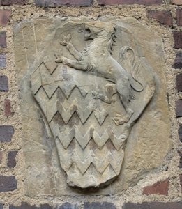 Rucellai Ailesi Arması, yaklaşık 1450-80 (pietra serena) by Geri da workshop of Settignano