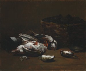 Ölü Kuşlar ve İstiridye Sepeti ile Natürmort, c. 1860 - 1880. by Germain Ribot