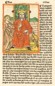 Solda Bakire Duran Tahtta Taçlı Adam by German 15th Century