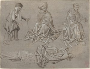 Altı Figür Çalışmaları (bir model kitaptan sayfa) [rekto] by German 15th Century