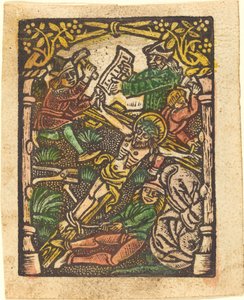 İsa çarmıha gerildi by German 15th Century or Master of the Meshed Background