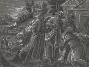 İbrahim Melekleri Eğlendirirken [verso] by German 16th Century
