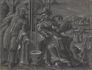 İsa ve Samiriyeli Kadın [verso] by German 16th Century