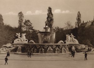 Munchen / Münih: Wittelsbacher Brunnen (siyah-beyaz fotoğraf) by German Photographer