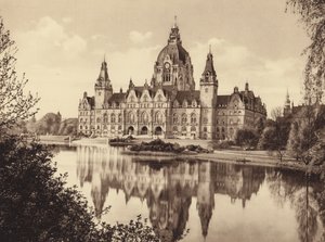Yeni Belediye Binası, Hanover (b/w fotoğraf)