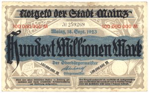 Yüz milyon mark banknot, 1923 by German School