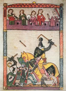'Cimelia Heidelbergensia' (parşömen) el yazmasından bir mızrak dövüşü by German School