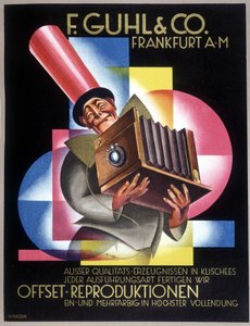 Alman kamera üreticisi Offset için reklam. Alman gazetesi “” Gebrauchs Graphik”te by German School
