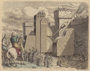 Bir şehri kuşatan bir Asur ordusu (renkli gravür) by German School