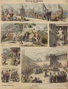 Antik Yunanistan (renkli gravür) by German School