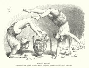 Antik Yunan kadın akrobatlar (gravür) by German School