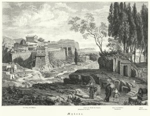 Miken antik kenti, Yunanistan (gravür) by German School