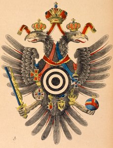 Okçuluk hedefi olarak Avusturya-Macaristan imparatorluk arması, c.1865 (renkli gravür) by German School