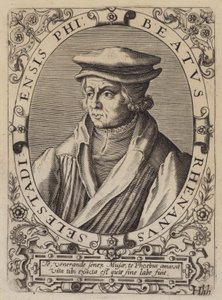 Beatus Rhenanus, Alman hümanist, bilim adamı ve dini reformcu (gravür) by German School
