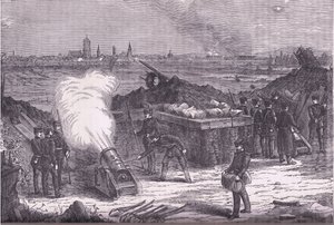 Schelestadt'ın bombardımanı, Cassells History of the War of France ve Almanya arasındaki Cassell ve Company Limited tarafından yayınlandı, c.1890 (lito) by German School