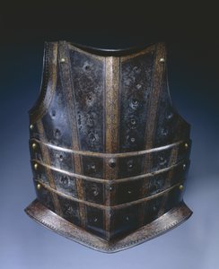 Hafif süvari süvari zırhından göğüs zırhı, c.1580 (kazınmış ve yaldızlı çelik) by German School