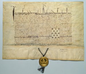 Charles IV Boğası (1316-78) Kutsal Roma İmparatoru, 29 Ocak 1365 (altın mühürlü parşömen üzerine mürekkep) by German School