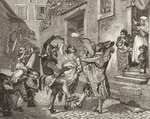 Karnaval Roma, İtalya. Bilder-Atlas için İllüstrasyon (gravür) by German School