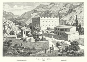 Eleusis'ten Atina'ya giden yolda kale, Antik Yunanistan (gravür) by German School
