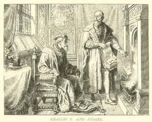 Charles V ve Fugger by German School