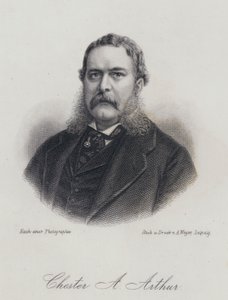 Chester A Arthur, Amerikalı politikacı ve 21. Amerika Birleşik Devletleri Başkanı (gravür) by German School