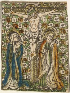 Meryem ve Aziz John ile Haç Üzerinde İsa, c.1460 (metal kesim) by German School