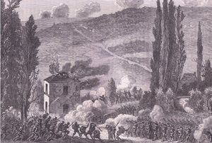 Chatillon'da Combat, Cassells History of the War Fransa ve Almanya arasındaki Cassell ve Company Limited tarafından yayınlandı, c.1890 (litho) by German School