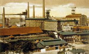 Concordia Kömür Madeni, Oberhausen, Almanya (renkli gravür) by German School