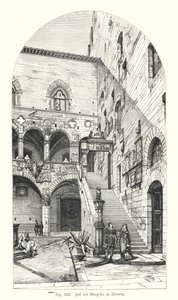 Avlu Bargello, Floransa, İtalya (gravür) by German School