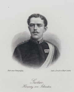 İsveç Veliaht Prensi Gustaf, gelecekteki Kral Gustaf V (gravür) by German School