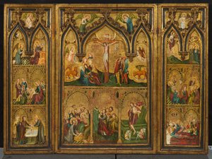 Çarmıha germe üçlüsü (eski adıyla Estouteville Üçlüsü), c.1374 (panelde tempera) by German School